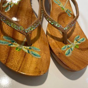 Woodies Hand Painted Glitter Dragonfly Sandals